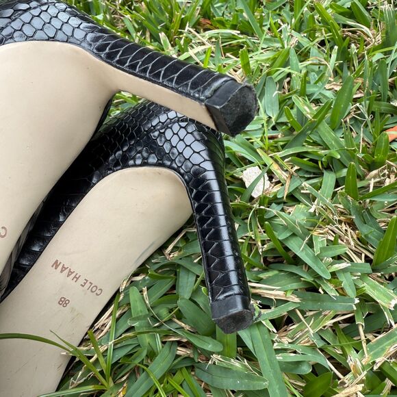 Cole Haan Black Snakeskin Pumps Size 8 - Picture 2 of 8